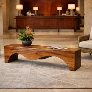 Banc de salle à manger ondulé en bois de Suar rustique, fait main, de haute qualité, durable, écologique, pour ferme, cour, chambre, entrée, hôtels, jardins - Product Image 5