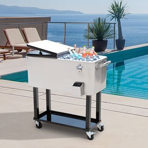Stazione Refrigerante Mobile in Acciaio Inossidabile su Ruote per Feste all'Aperto - 80 QT - Product Image 2