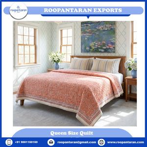 Nouvelle tendance : Ensemble de couette en coton fait main, taille Queen, motif floral imprimé, style traditionnel, pour toutes les saisons, usage domestique. - Product Image 2