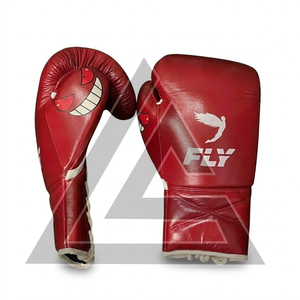 Factory Manufacture Custom Made Red Fly Boxing <b>Gloves</b> 100% Original Leather Professional Pro Punching Fly Boxing <b>Gloves</b> - Product Image 2