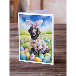 Whimsical Curly-Coated Retriever Easter Egg Hunt Tarjetas de felicitación Pack 8 Tarjetas de nota en blanco con sobres A7 Tamaño 5x7 - Product Image 2