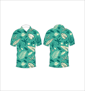 เสื้อโปโลผู้ชายพิมพ์ลายใบไม้เขตร้อนสีเขียวอมฟ้าเสื้อกอล์ฟแฟชั่นแขนสั้นฤดูร้อนลำลอง - Product Image 6