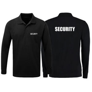 Polo de sécurité à manches longues 100 % polyester pour homme, bicolore, uniforme de garde, prix de gros, t-shirts de sécurité - Product Image 5