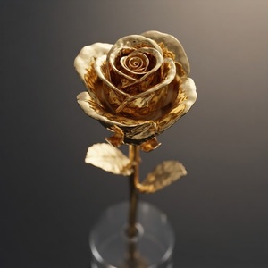 Rose naturelle véritable plaquée or 24 carats, faite à la main, avec coffret cadeau de luxe pour la Saint-Valentin, cadeau d'anniversaire pour elle - Product Image 6