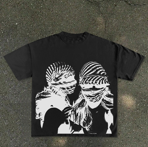 เสื้อยืดคอกลมแขนสั้นพิมพ์ลายโอเวอร์ไซส์สำหรับผู้ชาย สไตล์ลำลอง สตรีทแวร์ พิมพ์ลายแบบซับลิเมชั่นพร้อมโลโก้ตามสั่ง - Product Image 1