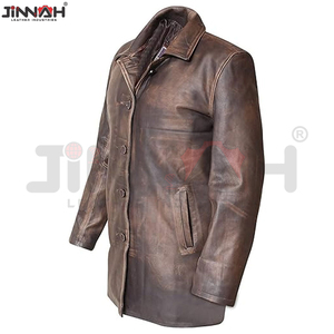 Manteau long en cuir véritable pour homme de qualité supérieure avec design en fausse fourrure de mouton - Fabrication en usine, stock disponible - Product Image 5