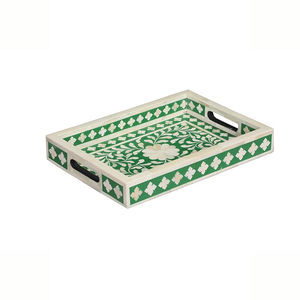 Plateau de petit-déjeuner carré en résine incrusté de perles, design élégant et classique, assiette de présentation lavable pour occasions culinaires - Product Image 1