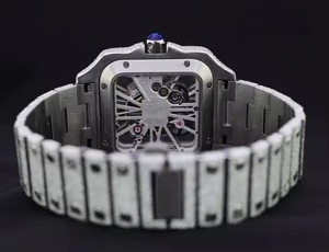Reloj Mecánico Cuadrado de Acero Inoxidable de Lujo para Hombre, 40 mm, Cristal de Zafiro, Esfera Analógica, Tourbillon, Estilo Diamante Completamente Adornado - Product Image 4