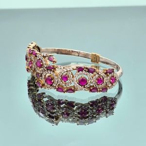 Pink Ruby 925 Sterling <b>Silver</b> <b>Cuff</b> <b>Bracelet</b> Adjustable Natural Gemstone Jewelry Elegant Handmade Gift For Women - Product Image 3