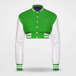 Chaqueta Varsity Corta con Cuello Alto para Mujer, Estilo Béisbol, Manga Larga, Moda Urbana - Product Image 1