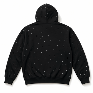 Black Hooded <b>Sweatshirt</b> With <b>White</b> Dot Print Regular Fit <b>Men's</b> Casual Autumn Wear - Product Image 3