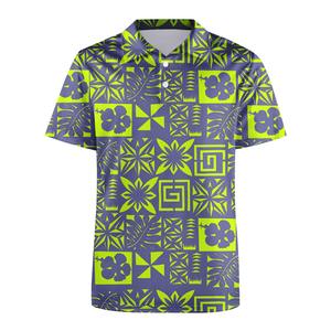 Servicio OEM al por mayor, polos de hombre con estampado tropical de alta calidad, ligeros, transpirables, para verano y playa. - Product Image 4