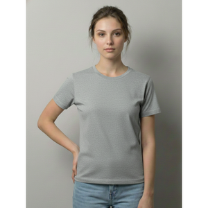 Camiseta de Mujer Estilo Boho, Tejida, 100% Algodón, Cuello Gris, Tejido Transpirable de Secado Rápido, Corte Regular, Uso Diario Informal de Verano - Product Image 3