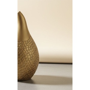 Impresionante Florero de Metal Dorado con un Patrón Texturizado Escalonado y un Diseño de Cuello Curvo Único para Decoración Moderna del Hogar - Product Image 6