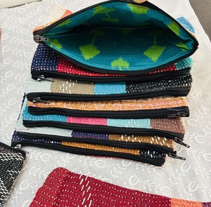 Premium Multi-Functional Cotton Kantha Embroidered Pouch Lightweight & Eco Friendly Pouch With Zipper Closure Wholesale Export - Product Image 1