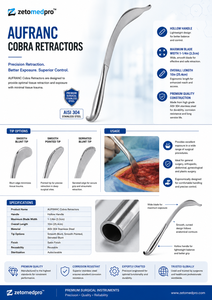 AUFRANC Retractor Cobra Mango Hueco 10in 25.4cm Hoja 3.2cm Punta Lisa y Dentada Zetomed Pro - Product Image 3