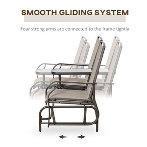 Per Outsunny marrone esterno aliante panca struttura in metallo tessuto di maglia traspirante Patio centro Loveseat braccioli per giardino cortile - Product Image 6