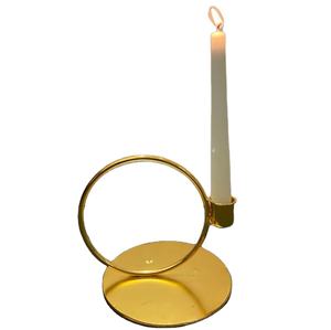 Portavelas de alambre de malla de Metal dorado, Soporte redondo personalizado para decoración de fiestas y bodas - Product Image 1