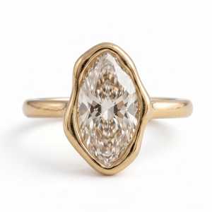 แหวนแต่งงานเพชรทรงรี 3.00 กะรัต ทองคำแท้ 14K เพชรเลี้ยงในห้องปฏิบัติการ ของขวัญขอแต่งงานสุดหรูสำหรับคู่รัก - Product Image 1