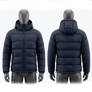 500gsm Premium 100% Polyester Garment Dyed <b>Men's</b> Hooded Quilted <b>Jacket</b> Windproof Waterproof Camouflage Pattern Black White Thick - Product Image 1