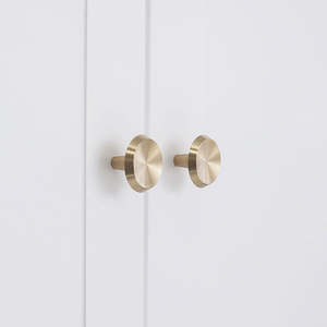 Minimalist Round Solid <b>Brass</b> Cabinet <b>Knob</b> Brushed Gold Finish Modern Drawer Pull for Kitchen Cabinets Wardrobes Dressers - Product Image 3