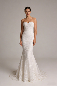 فستان زفاف حورية البحر بدون حمالات من الدانتيل، فاخر وعصري، تصميم فريد وريترو، عالي الجودة، فستان استقبال للعروس، فساتين حفلات - Product Image 2