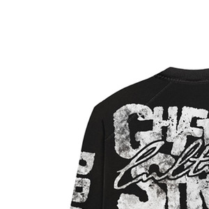 Camiseta de Manga Larga para Hombre, Estilo Urbano, Negra, de Algodón Jersey, con Estampado de Letras, Cuello Redondo, Corte Regular - Product Image 3