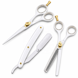 Tijeras profesionales de peluquería de 6.5 pulgadas con filo de cuchilla para cortar y entresacar cabello, de acero inoxidable, con tornillo ajustable, cuchilla y estuche. - Product Image 5