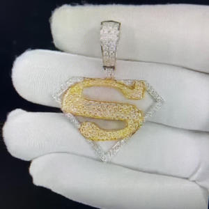 Pendentif personnalisable en argent sterling plaqué or rose avec diamant de clarté VVS améliorée, forme étoile, design sur mesure, bijoux fins pour soirée - Product Image 1