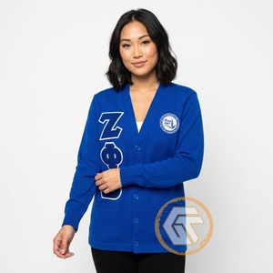 เสื้อไหมพรมอะคริลิกปักลาย Zeta Phi Beta แบบสั่งทำพิเศษ สำหรับฤดูหนาว ระบายอากาศได้ดี ป้องกันรอยยับ คอวี แขนยาว สำหรับผู้หญิง - Product Image 3
