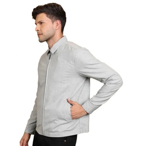 Custom Logo Casual Bomber Jacket for Men Knitted Polyester Cotton with Zipper for <b>Winter</b> Spring Autumn Outdoor Wear - Product Image 2