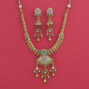 ผู้ส่งออกเครื่องประดับเทียมในอินเดีย สร้อยคอมุกโบราณชุบทอง 232431 - Product Image 4