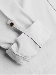 Stand-<b>up</b> Collar Casual Shirt-Sophisticated Mature Look with Breathable Linen/Cotton Fabric Anti-Wrinkle & Eco-Friendly - Product Image 4