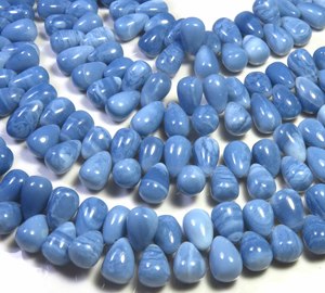 Cuentas de Ópalo Azul Natural de Alta Calidad, 10-11mm, Forma de Lágrima Lisa, Hilo de 8 Pulgadas, Perforadas Lateralmente, Gemas para Joyería, Marca Valley US - Product Image 1