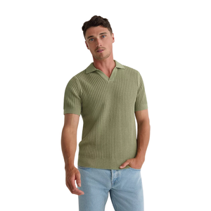 Polo de Punto para Hombre, Manga Corta, Algodón Premium Texturizado, Corte Ajustado, Estilo Casual Elegante, Ropa de Verano Transpirable, Venta al Por Mayor - Product Image 3