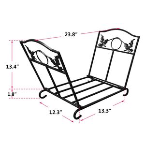 Porta Legna Pieghevole Nero per Esterni e Interni, per Set da Caminetto e Accessori - Product Image 5