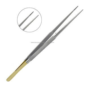 คีมผูกไหมไมโคร TC ด้ามจับสีทอง คีมผ่าตัดขนาดเล็กทำจากสแตนเลสสำหรับเครื่องมือผ่าตัดจุลศัลยกรรมตา - Product Image 1