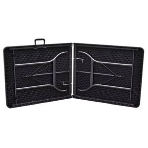 Tavolo da giardino pieghevole nero 70.9 tavoli da esterno "x 29.5" x 28.3 "HDPE imitazione Rattan - Product Image 4