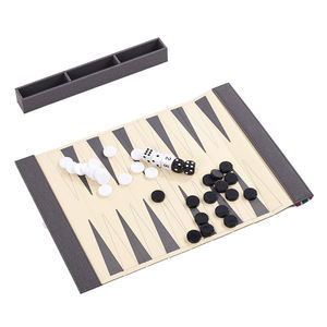 Handmade Luxury Fabric PU Leather Roll Up <b>Backgammon</b> <b>Set</b>-Portable Travel Foldable Chess Game for Playing During Travel - Product Image 1