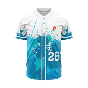 เสื้อเบสบอลทีมผู้ใหญ่แบบสั่งทำพิเศษ ระบายอากาศได้ดี แห้งเร็ว กระดุมเต็มตัว แขนสั้น คุณภาพเย็บเย็บอย่างดี - Product Image 1