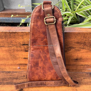 Moda occidental pelo en cuero de vaca al aire libre solo hombro pecho bolsa personalizada cuero genuino ciclismo deportes bandolera para Unisex - Product Image 3