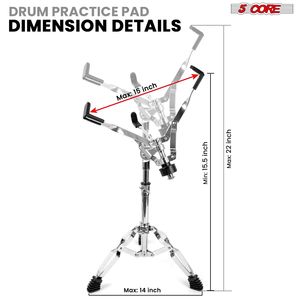 Supporto per rullante a treppiede rinforzato da 22 pollici regolabile con doppio rinforzo e porta bacchette, supporto per strumento musicale - Product Image 2