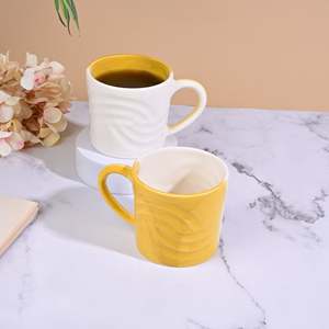 Sunstone Yellow Coastal Wave <b>Ceramic</b> <b>Cup</b> Set of 2 - Product Image 1