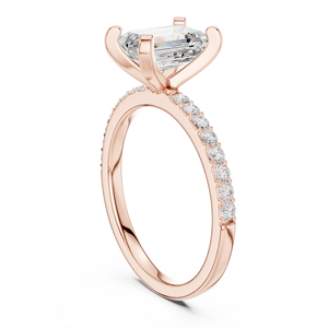 Anillo de Compromiso Vinson Project de Lujo con Moissanita Corte Esmeralda, Estilo Art Deco, con Detalles Pavé, Chapado en Oro de 14K, Acero Inoxidable, Engaste de Garras, Certificado GRA - Product Image 4