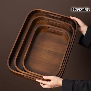 Plateau de rangement et de service moderne avec bords surélevés, poignées faciles à saisir, design anti-déversement, parfait pour le thé, les collations, l'utilisation au bureau - Product Image 2