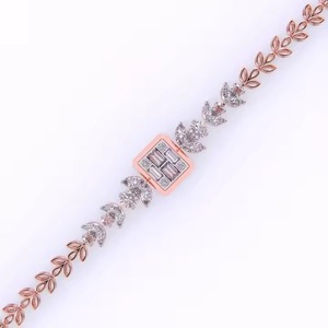 Bracelet en moissanite personnalisé de forme ronde, serti de diamants, en or jaune/blanc/rose 18 carats pour femmes - Product Image 2