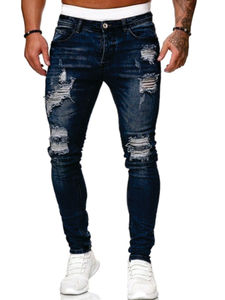 Pantalon en jean pour homme, coupe droite, slim fit, bleu foncé, style business casual - Product Image 5