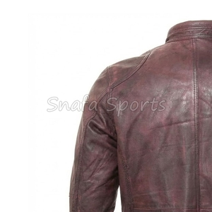 Custom Logo Genuine Leather Motorcycle Riding Jacket for Men Bomber Style Men's Winter <b>Canvas</b> Leather Jackets - Product Image 6