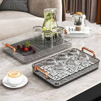 MIXWARES Plateau de drainage double couche transparent en plastique écologique, organisateur de bureau moderne pour fruits, café, hôtel, réception, maison