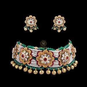 Beena Antique Designer Choker Set-Gold Plated Zircon Fashion Jewelry for Wedding & Festival - Product Image 3